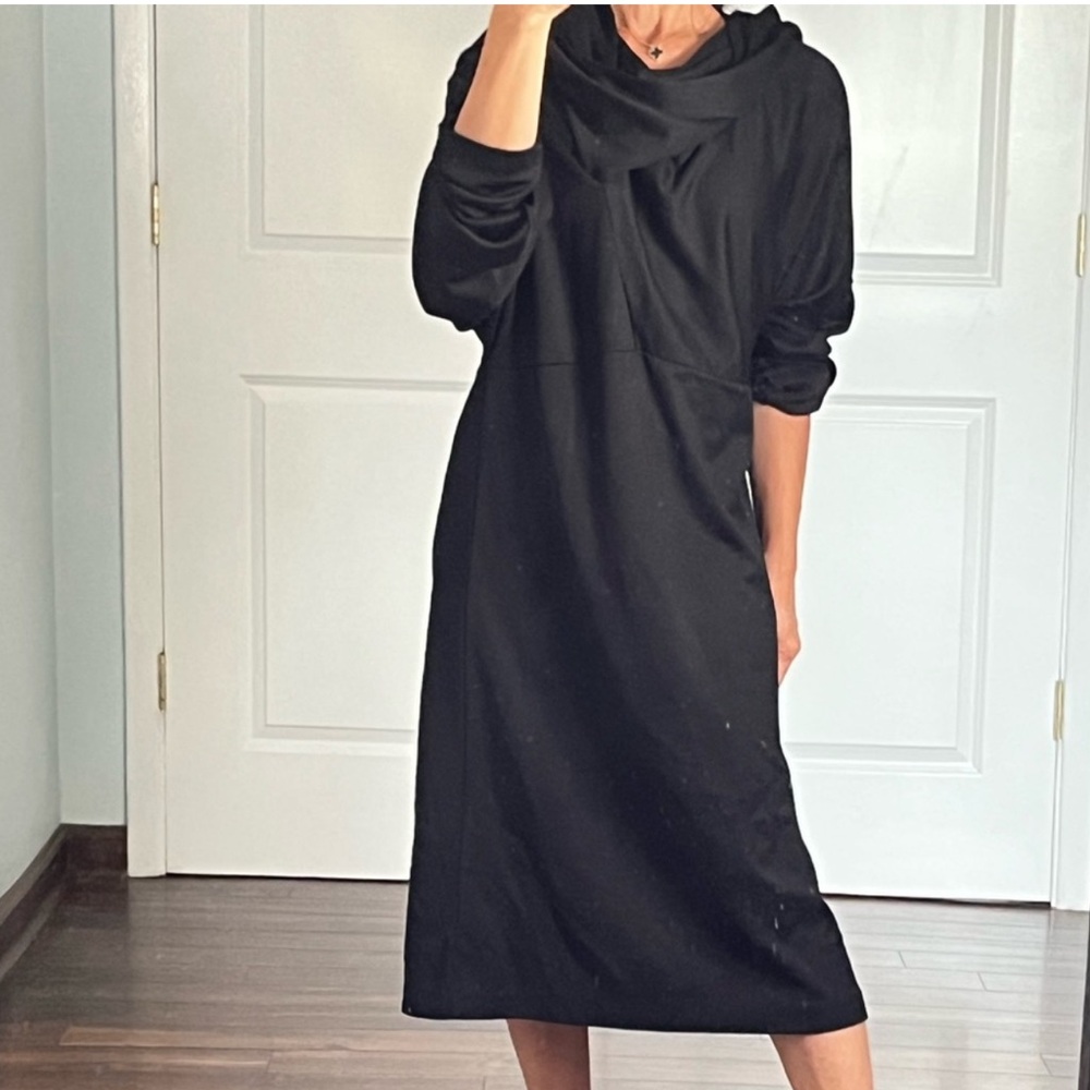 COS Lagenlook Black Self Tie Scarf Midi Dress in Medium